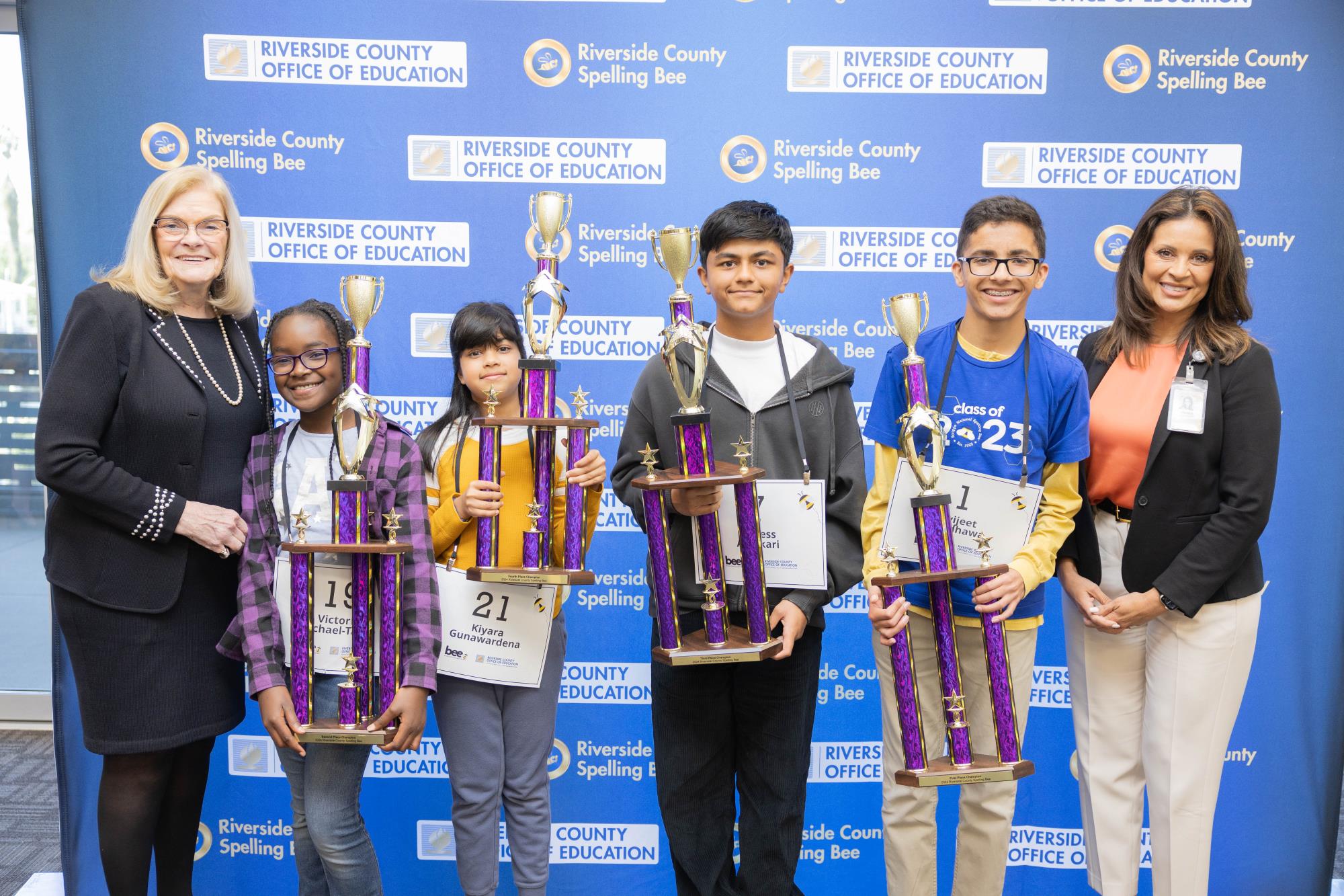 Top Four Finishers at 2024 Riverside County Spelling Bee