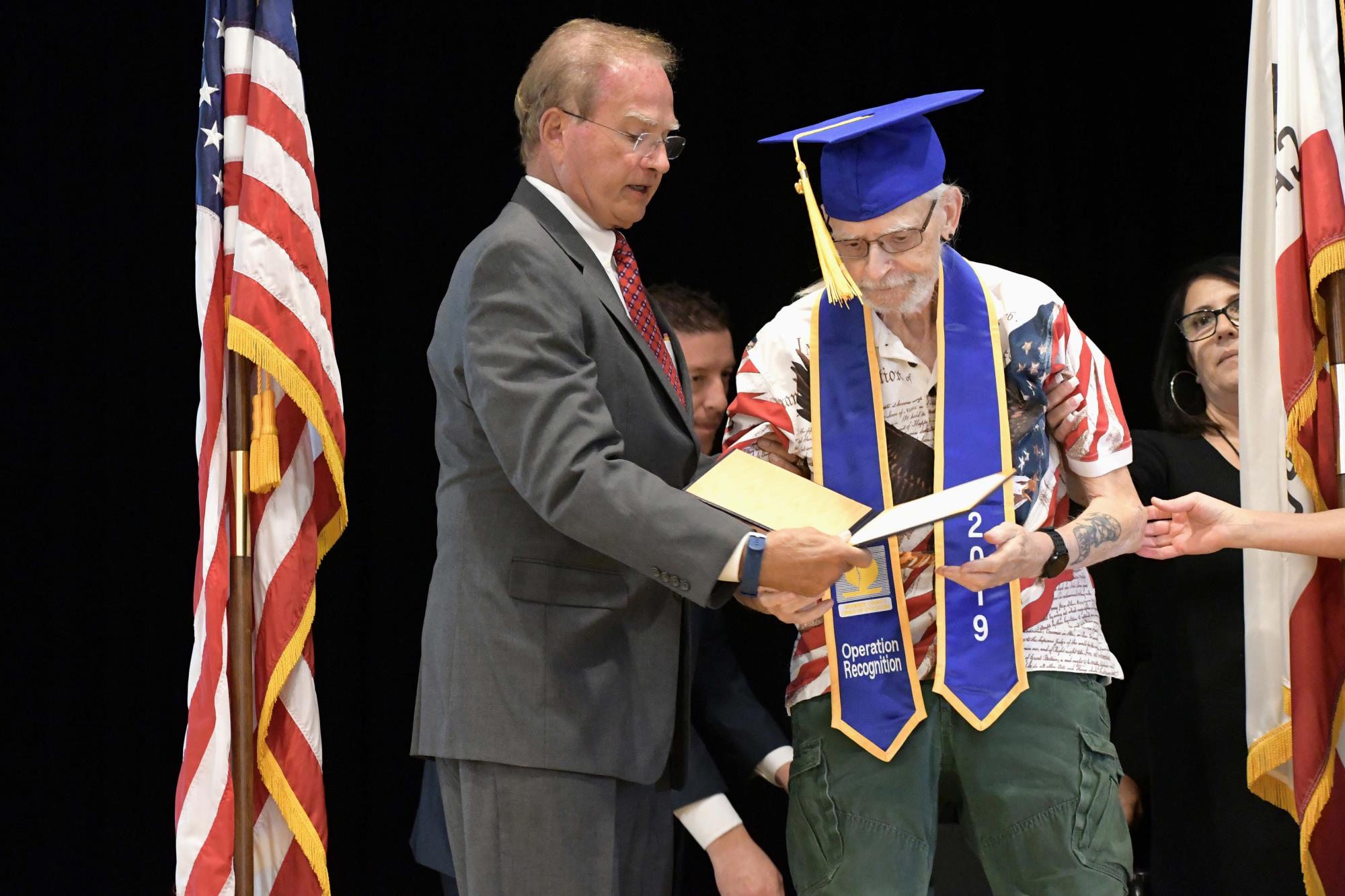 Franklin Stevens receives his diploma