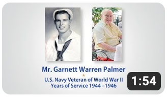 Mr. Garnett Warren Palmer. U.S. Navy Veteran of World War II. Years of Service 1944-46